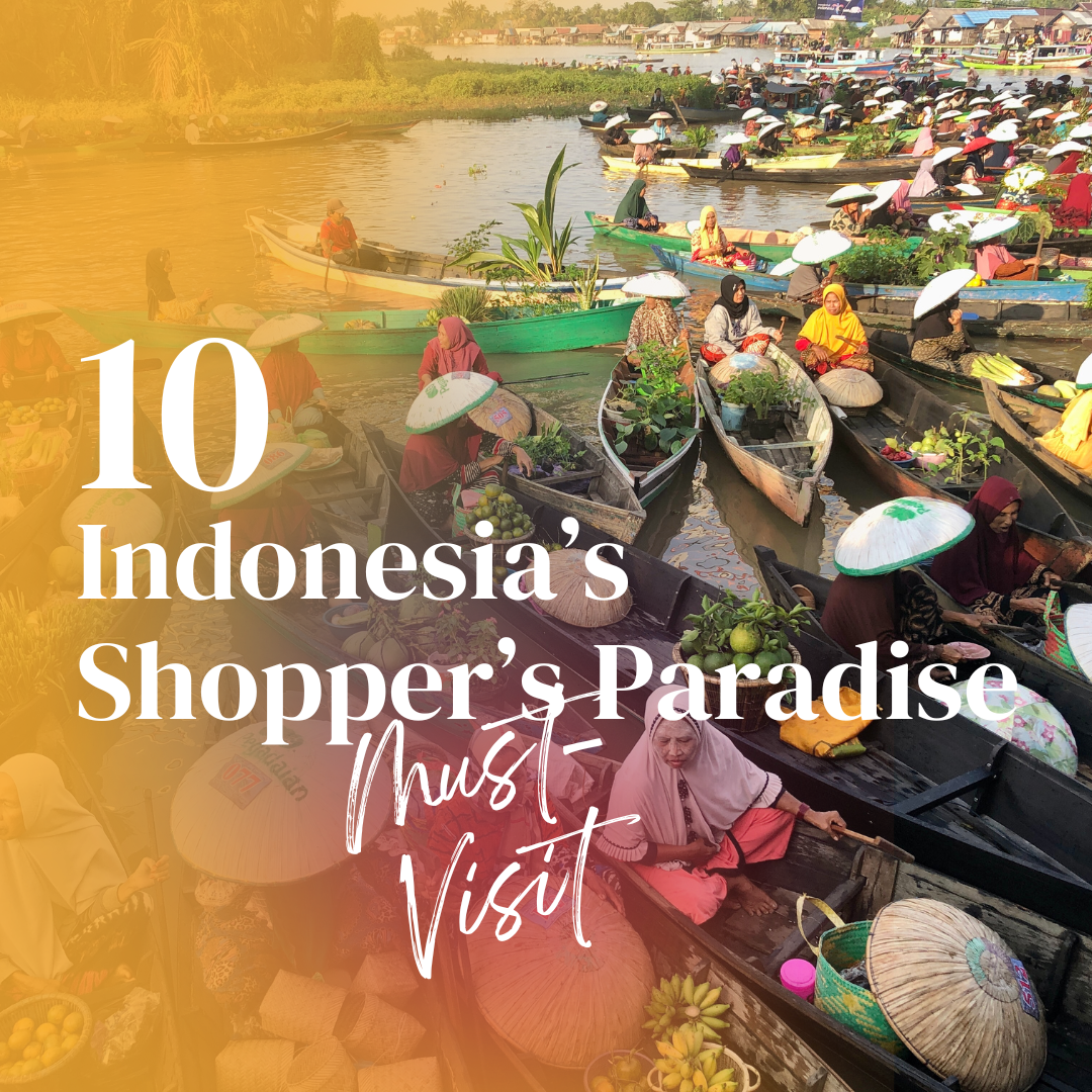 A bustling shopping scene in Indonesia showing a vibrant market or modern mall.